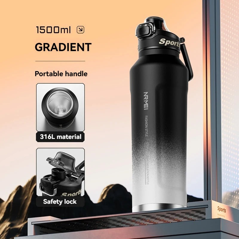1.5L Insulated Water Bottle Stainless Steel Cold Hot Insulated Cup Vacuum Thermos Bottle Double Wall Flasks