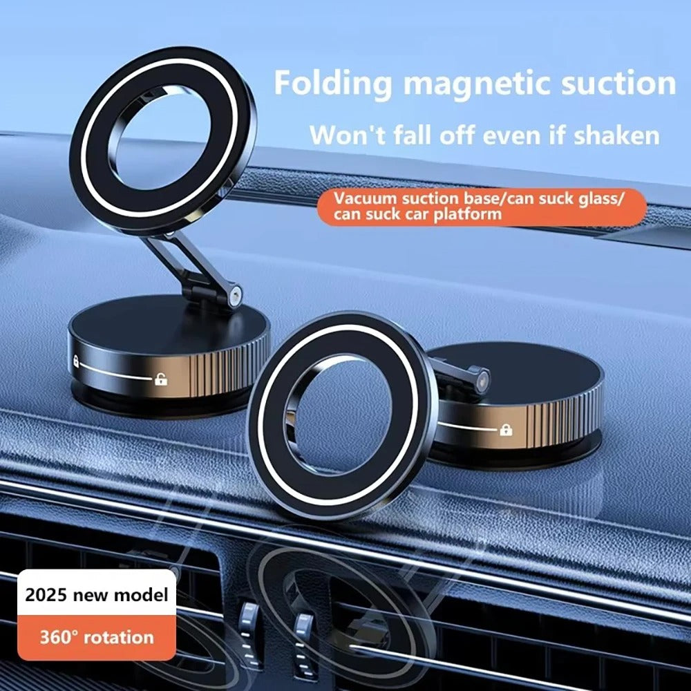 Car Mount Electric Vacuum Magnetic Holder Foldable Strong Suction Stand Cell Phone For iphone 12 13 14 15 16 17 Live Streaming