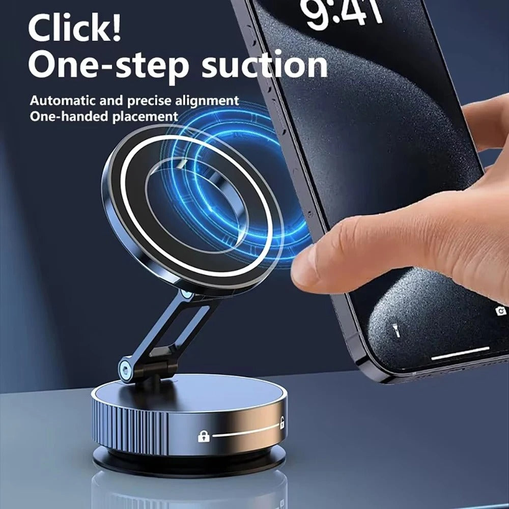 Car Mount Electric Vacuum Magnetic Holder Foldable Strong Suction Stand Cell Phone For iphone 12 13 14 15 16 17 Live Streaming