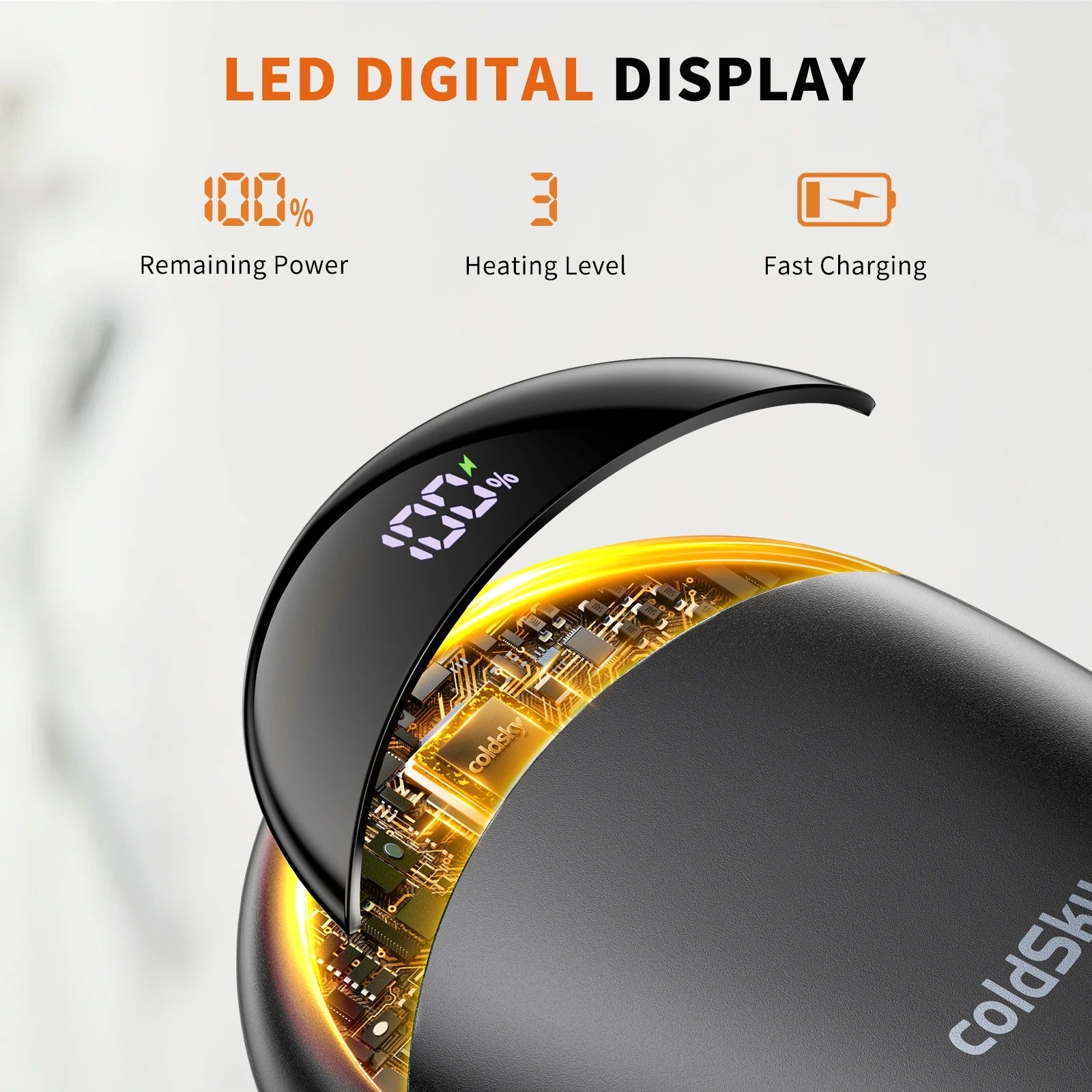 ColdSky Hand Warmers Rechargeable 2 Pack Magnetic Electric Hand Warmer with Digital Display, Portable Pocket Hand Warmer