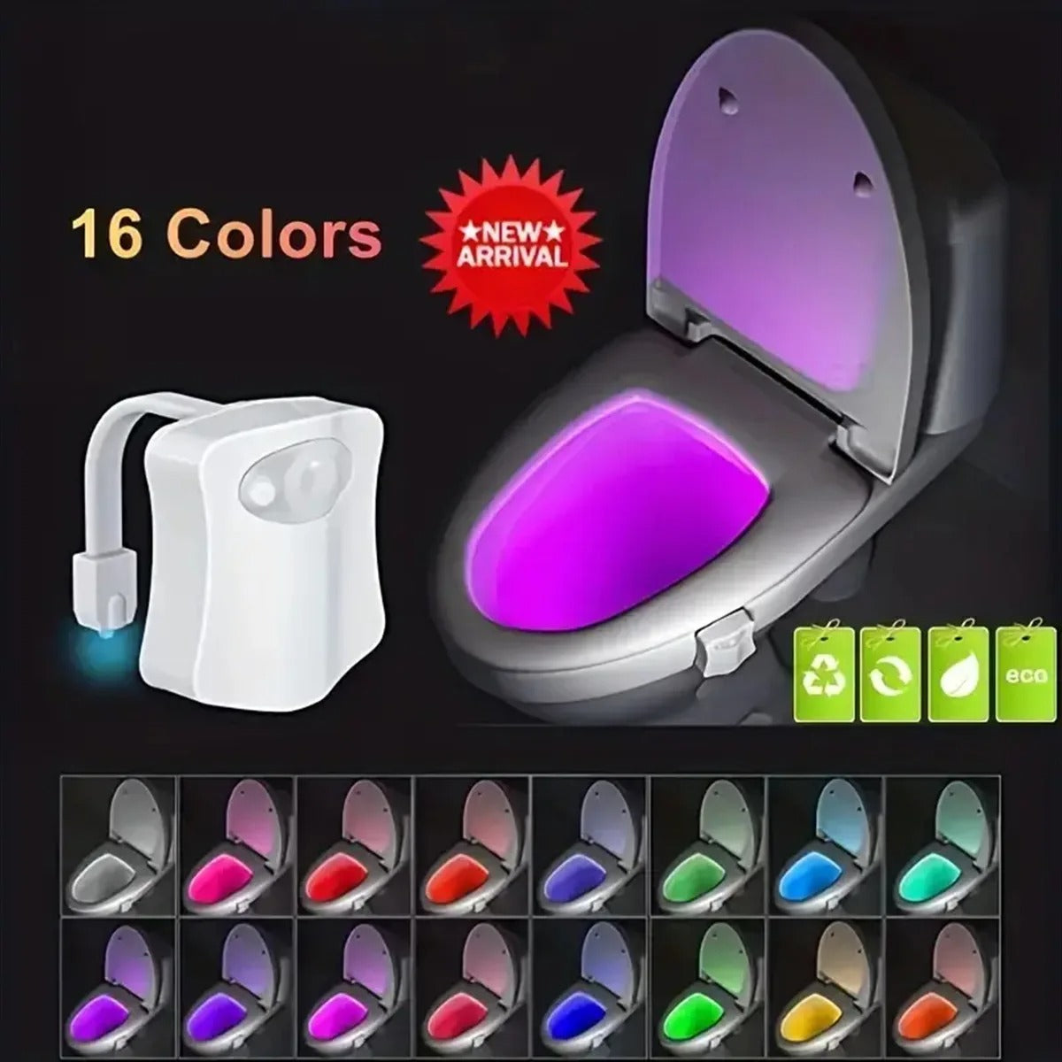 Motion Sensor Light Wireless LED Night Light RGB 8colors Lamp Toilet Bathroom Atmosphere Light Colorful Sensor LED Night Lights