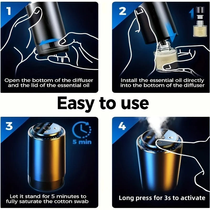 Novora Smart Car Diffuser with Starry Light and50ml Refill, - Auto Scent Air Freshener, Waterless, Auto On/Off, Lasts 180+ Days